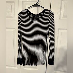 Maternity Black and White Striped Top